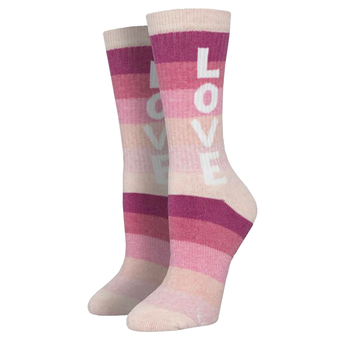 LOVE Women's Pink Striped Socks