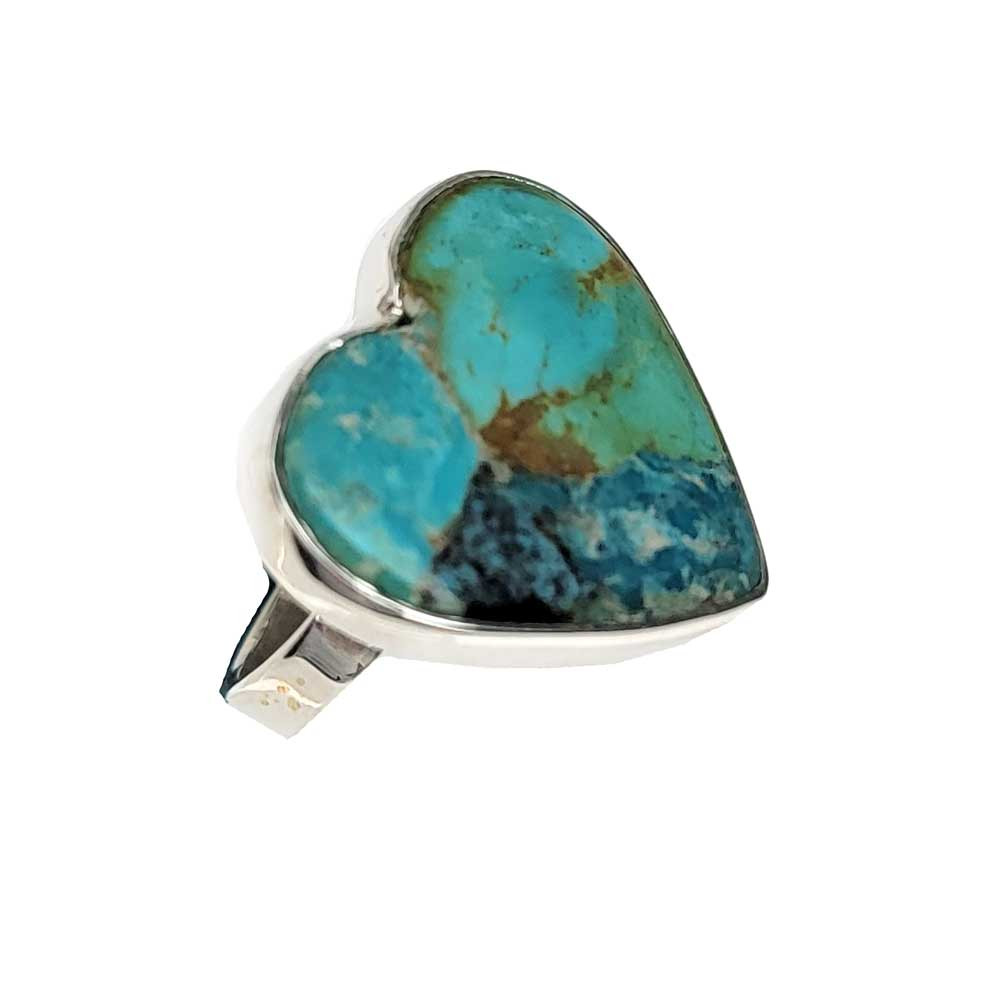 Turquoise heart sterling silver ring. 