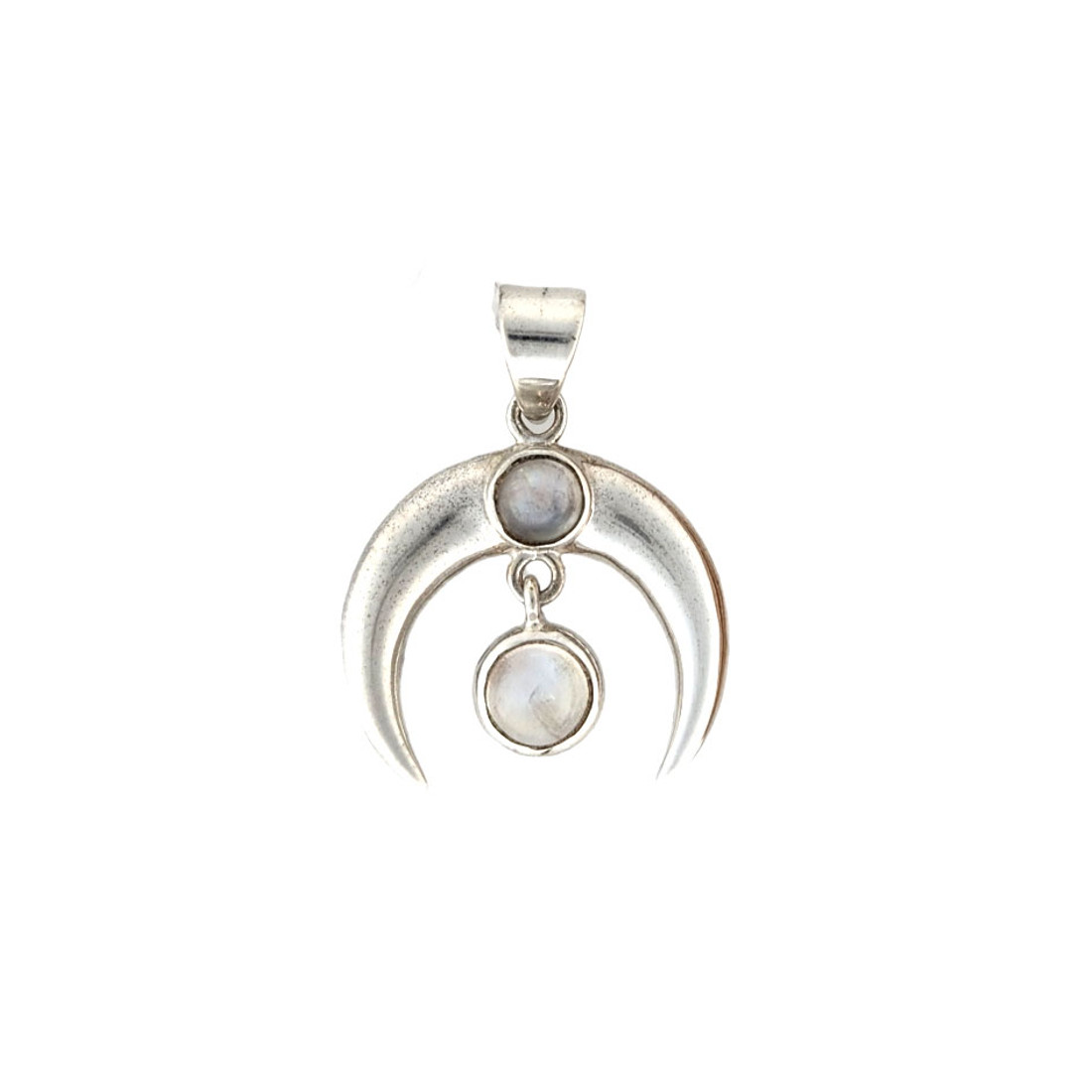 Crescent moon with Moonstone sterling silver pendant. 