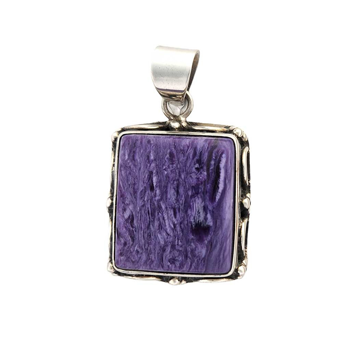 Purple Charoite sterling silver pendant.