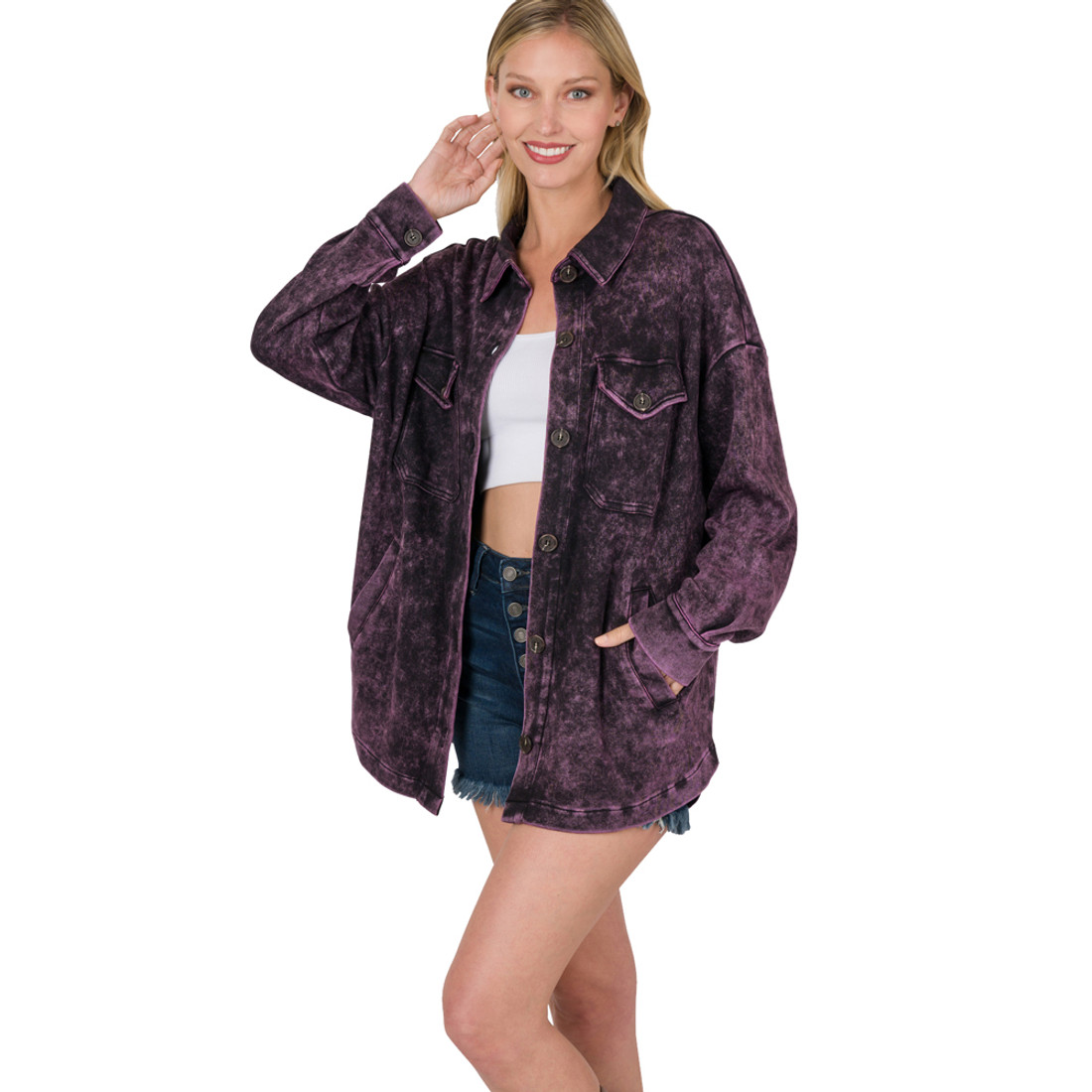 Blackberry Purple Mineral Washed Shacket