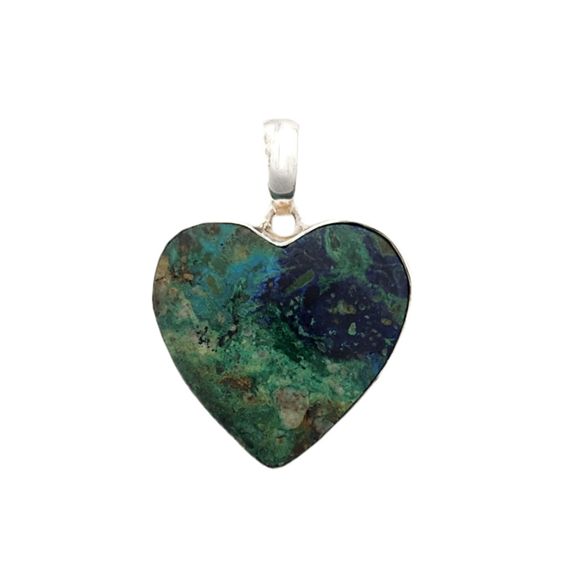 Morenci Azurite heart sterling silver pendant. 