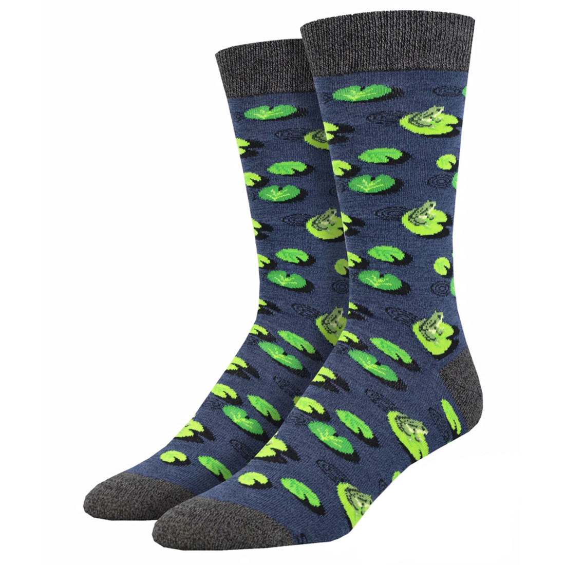 Leaping Lily Pad Frogs Men's Bamboo Socks