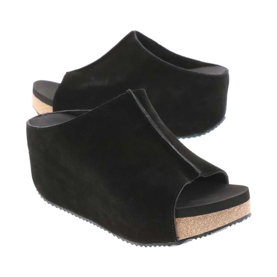 Volatile Footwear CARRIER Black Suede Slip On Wedge