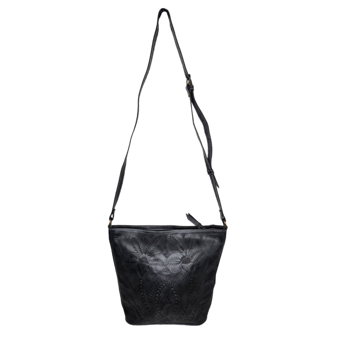 Leaders in Leather charcoal bucket purse. 