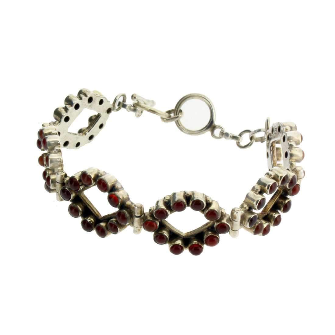 Brown Red Carnelian Bracelet Sterling Silver Adjustable