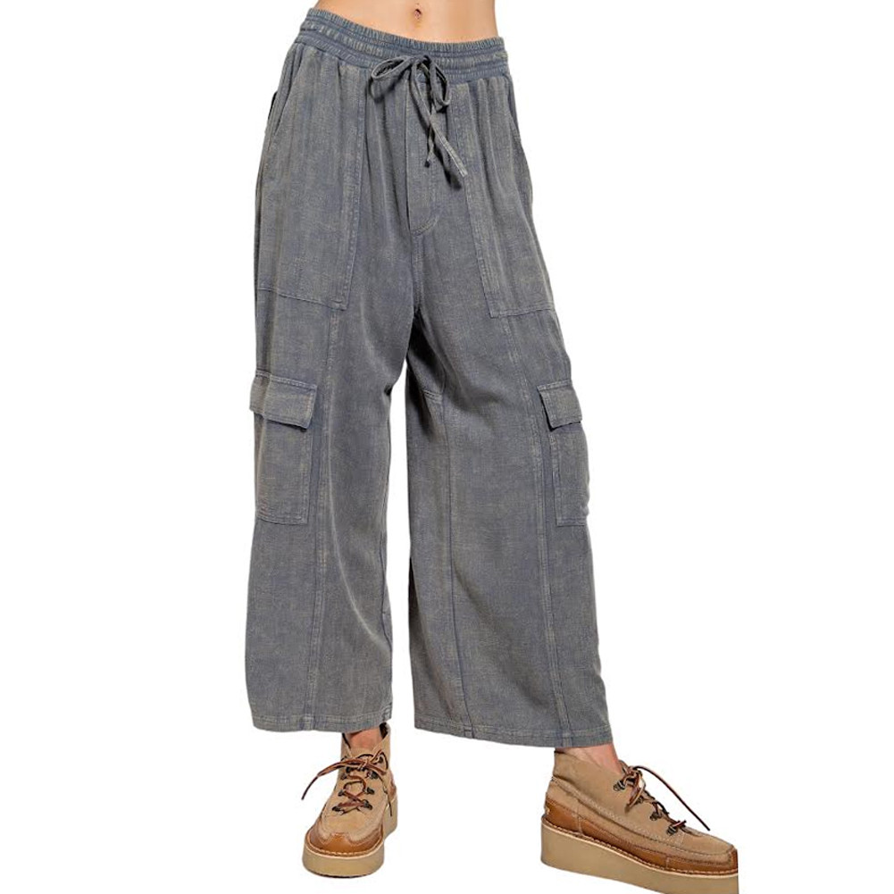 EASEL CROPPED WIDE LEG CARGO PANTS | PURPLE LEOPARD BOUTIQUE