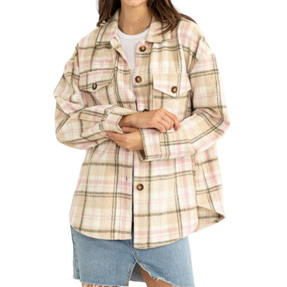 Pink Plaid Button Up Shacket