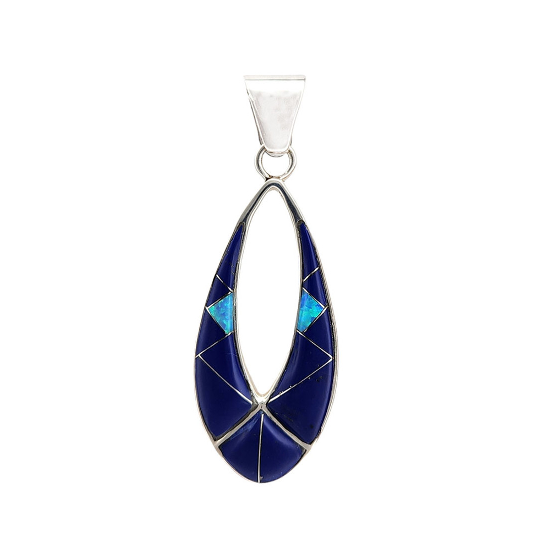 Lapis and Opal inlaid sterling silver pendant. 