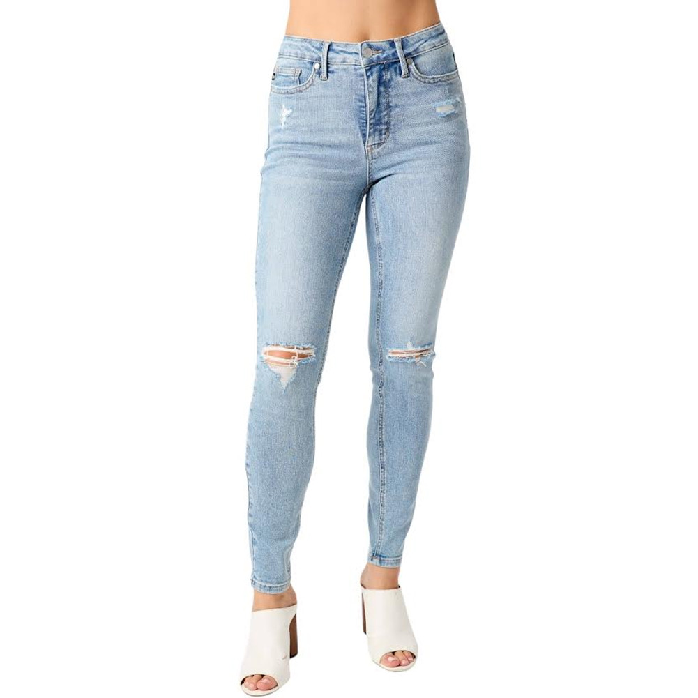 JUDY BLUE TUMMY CONTROL JEANS | PURPLE LEOPARD BOUTIQUE