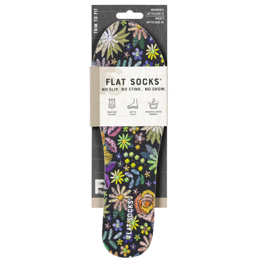Flat Socks - Floral Embroidery - No Show Socks