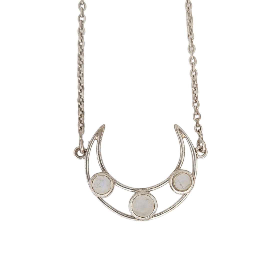 Moonstone moon sterling silver necklace. 