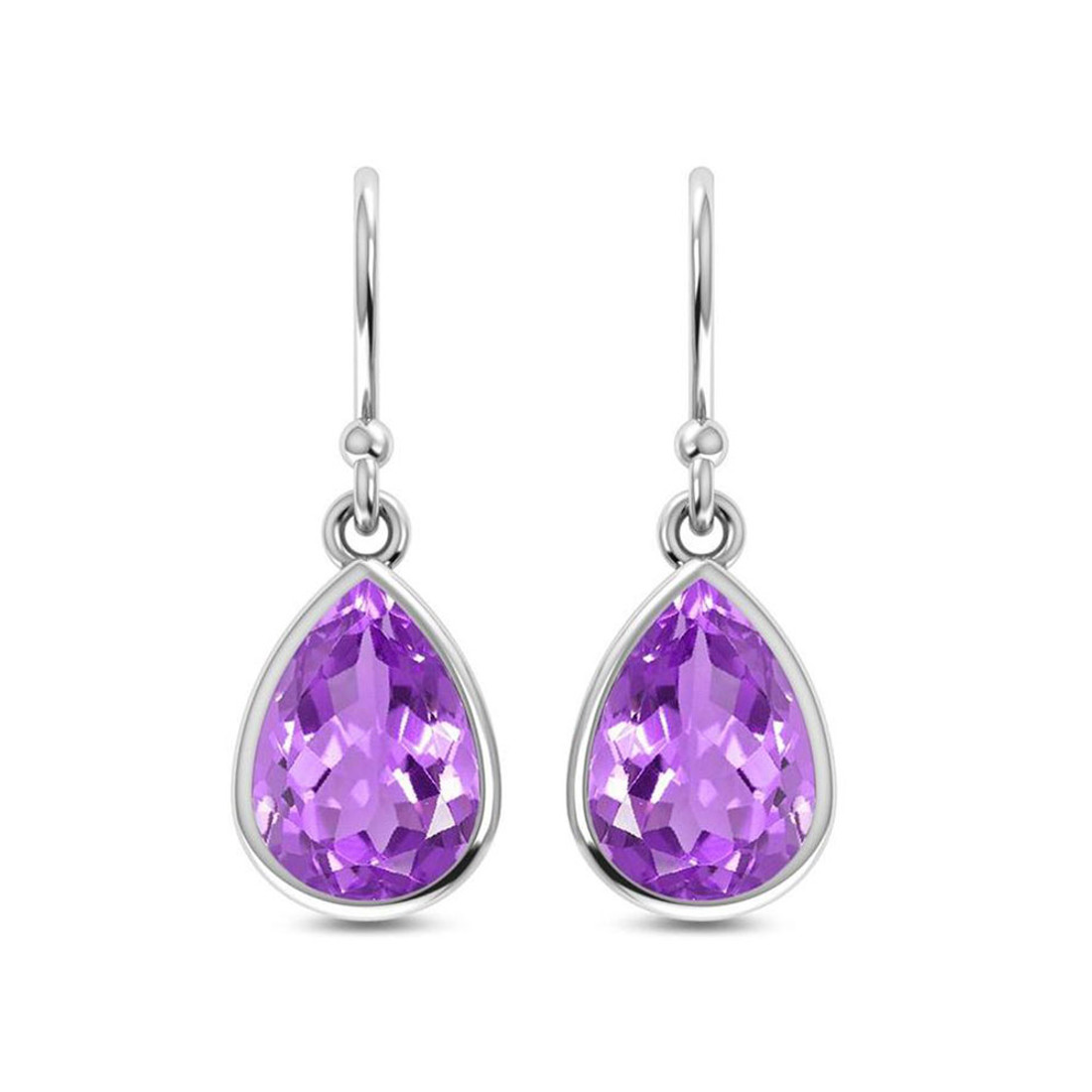 Teardrop faceted Amethyst sterling silver earrings. 