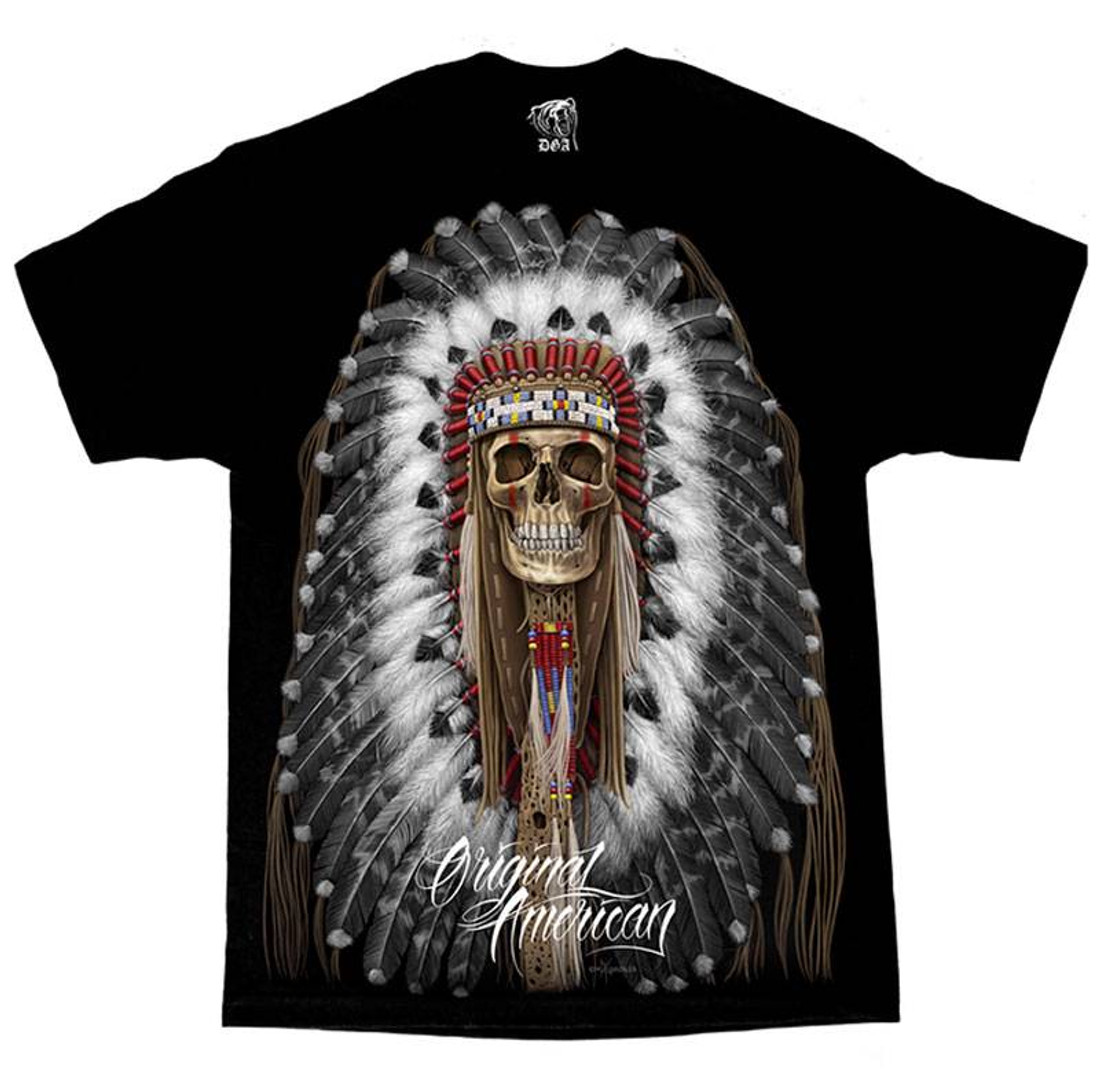 DGA Tees Original American David Gonzales Homies Indian Skull Shirt M-2XL Tee