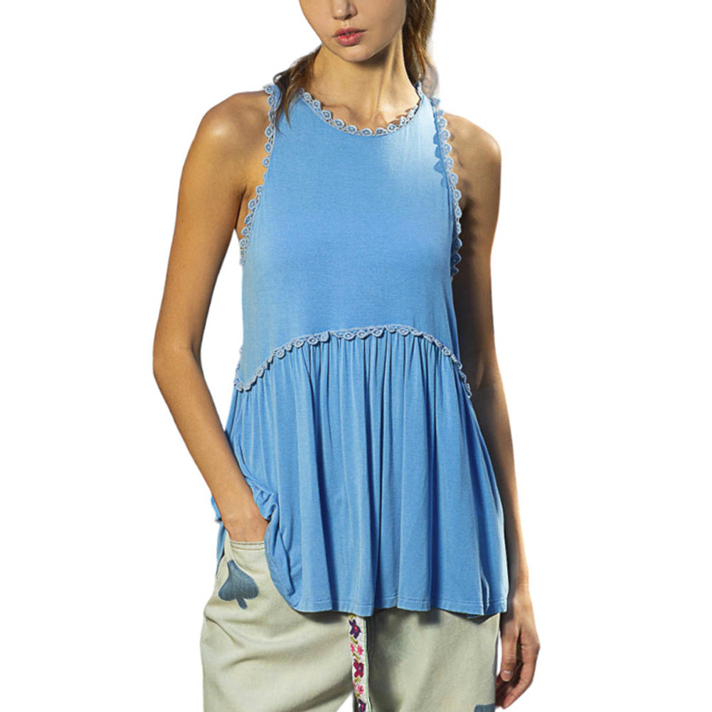 POL PACIFIC BLUE BABYDOLL TANK TOP | PURPLE LEOPARD BOUTIQUE