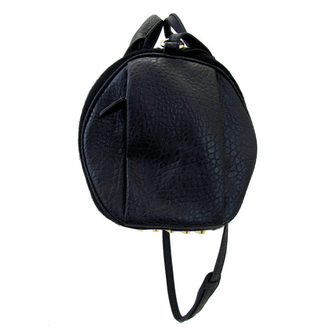 Black Faux Leather & Faux Fur Purse Handbag Purple Leopard Boutique