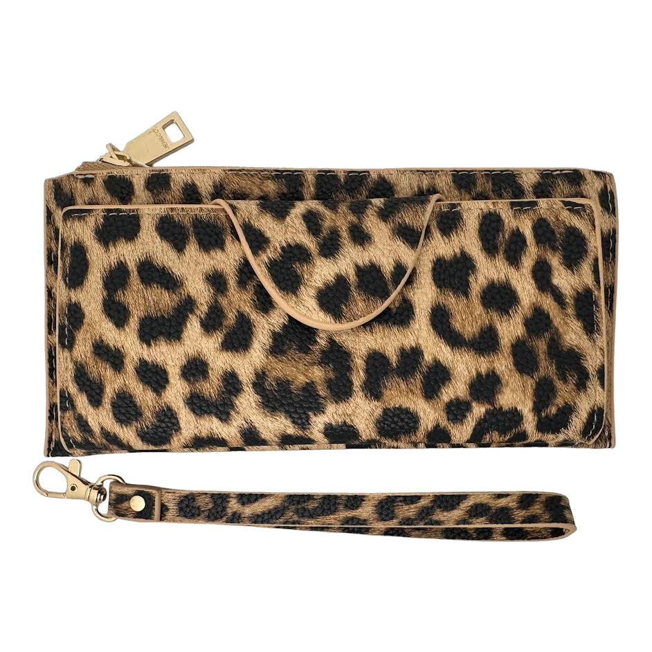 Leopard Animal Print Kyla RFID Wallet with Wrist Strap