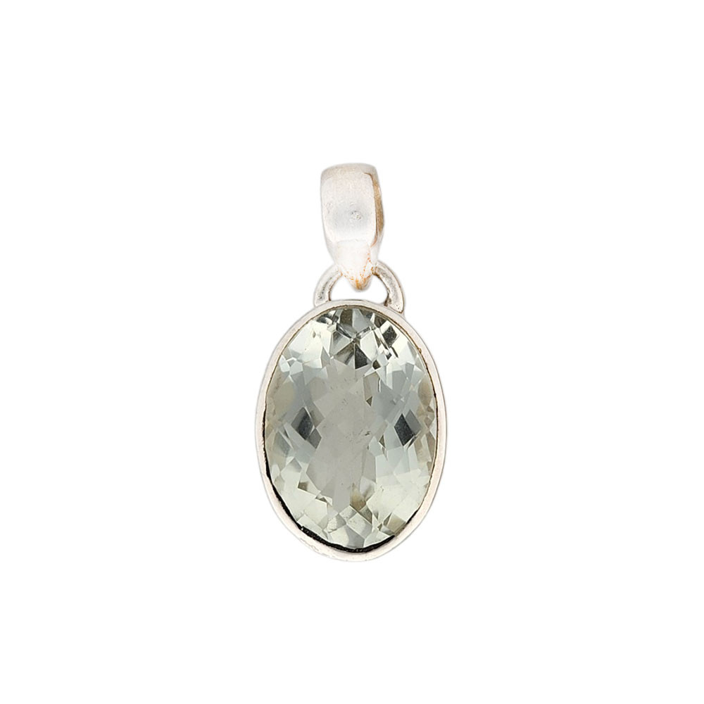 Light green Amethyst sterling silver pendant. 