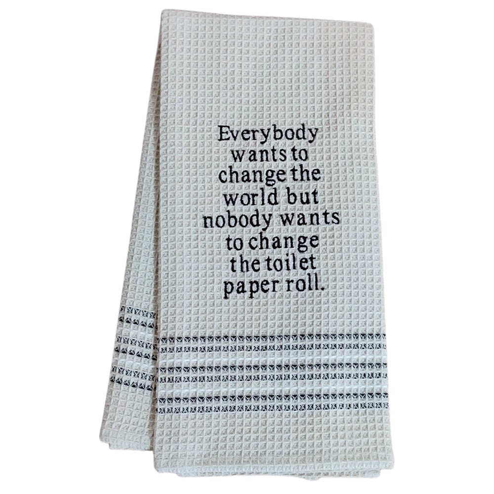 Witty Waffle Weave Kitchen Dishtowel - Change The World 