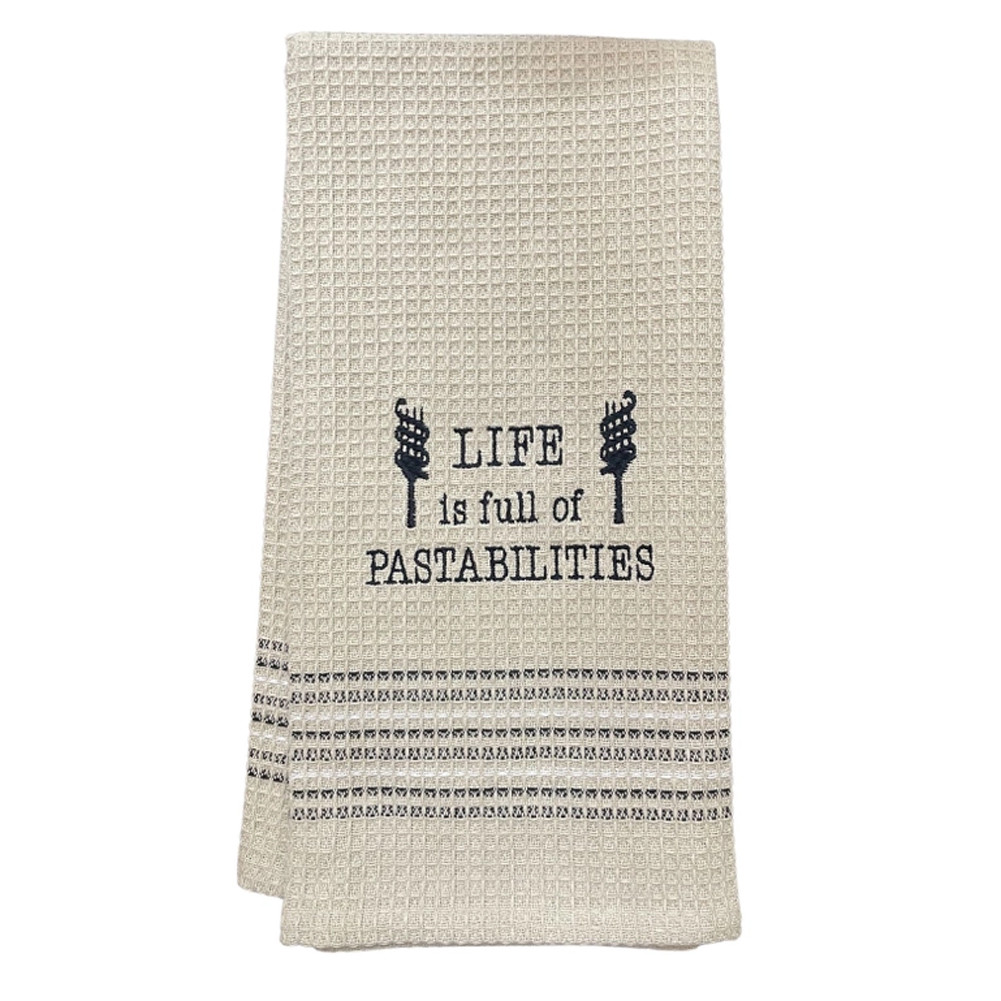 Witty Waffle Weave Kitchen Dishtowel - Pastabilities