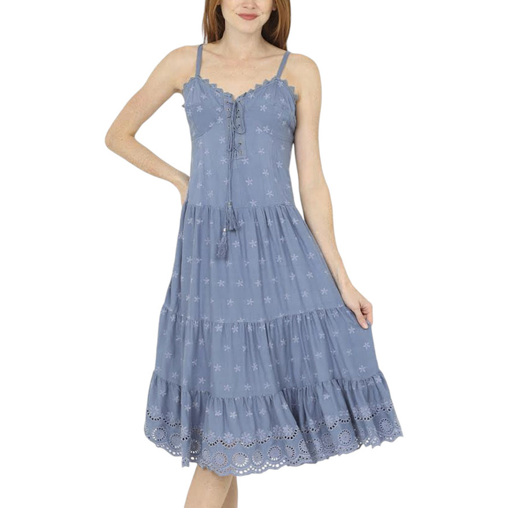 Lola P. Eyelet Lace Hem Tiered Dress