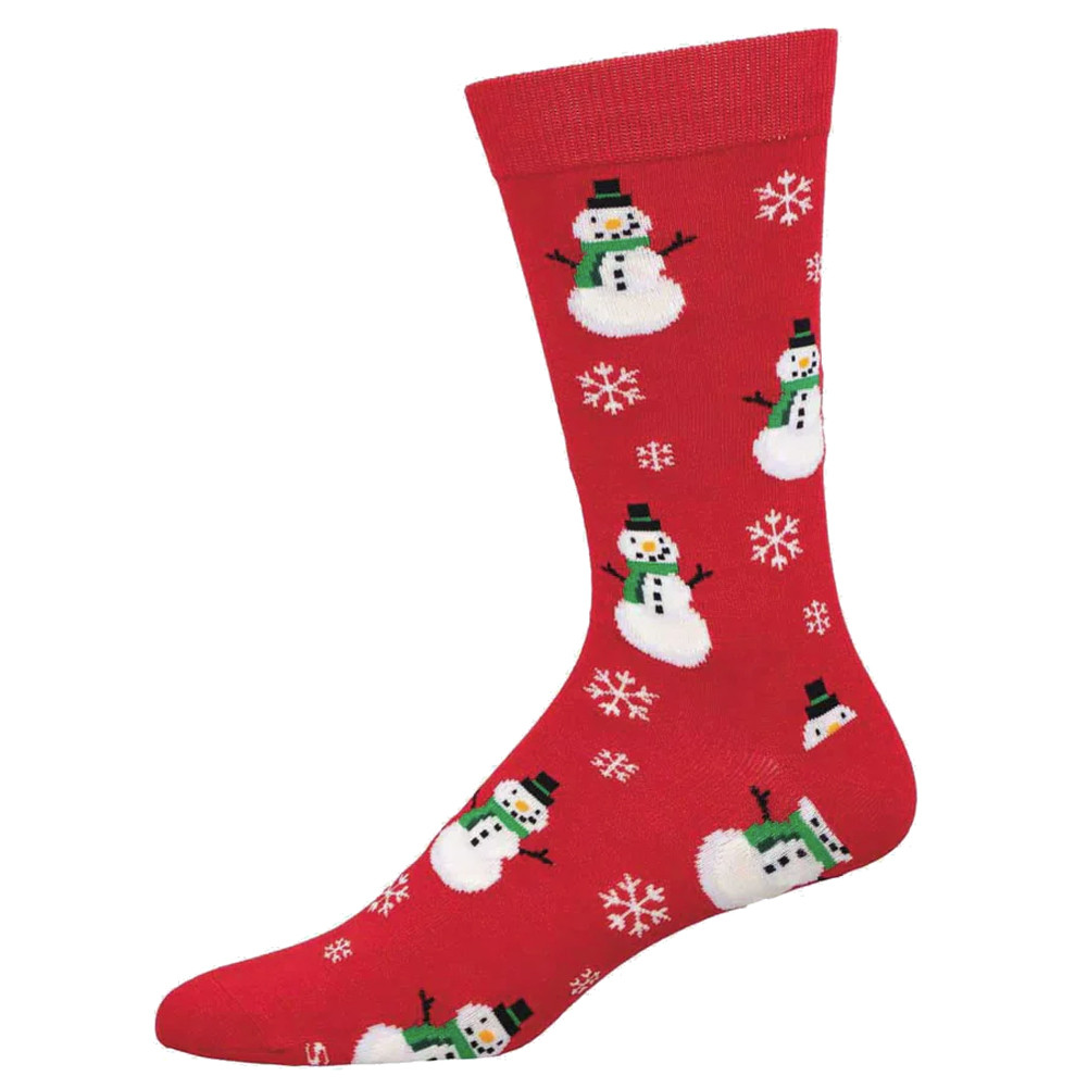 Socksmith Men's Bamboo Blend Crew Socks - Christmas Smiling Snowmen