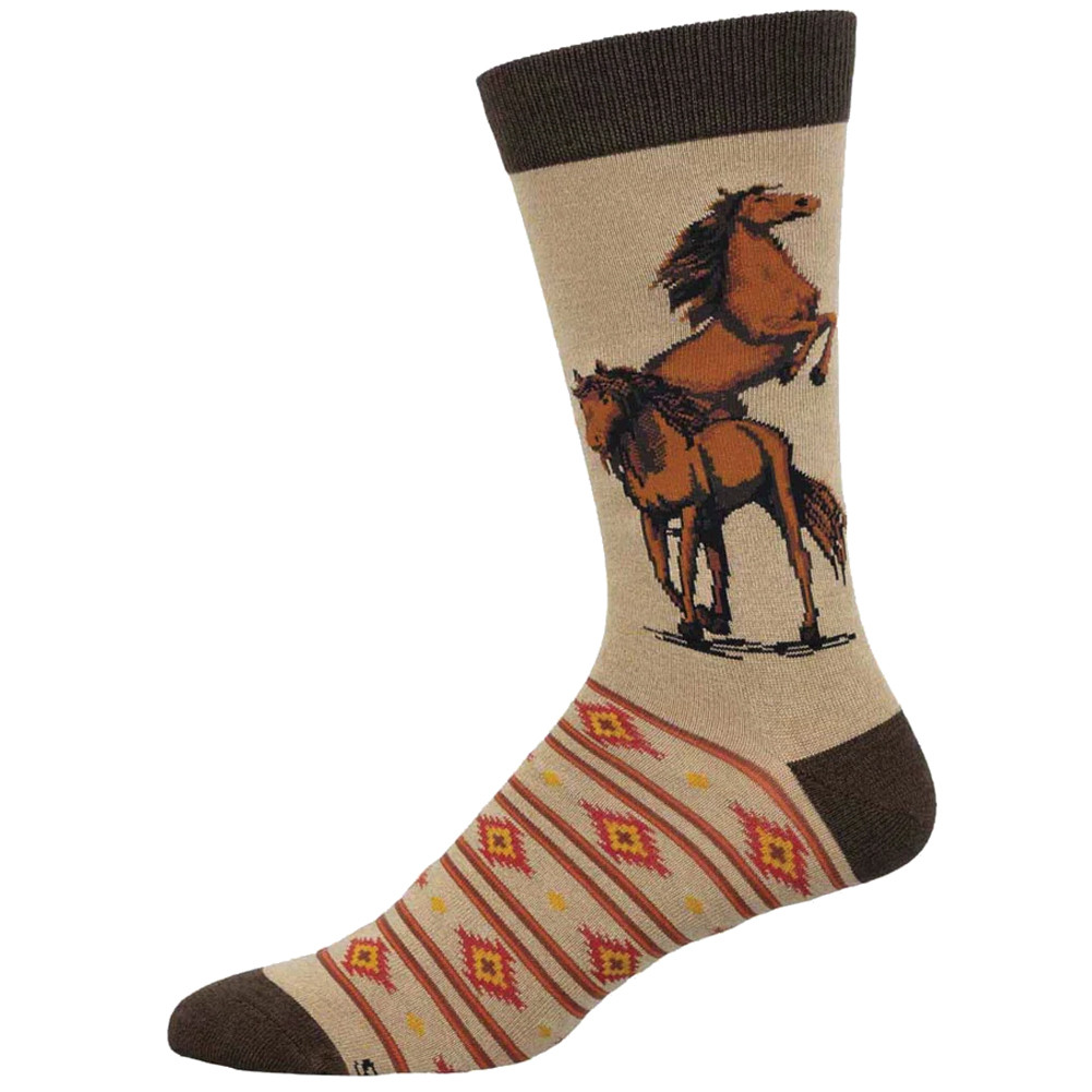 Socksmith Men's Bamboo Blend Crew Socks - Wild Horses