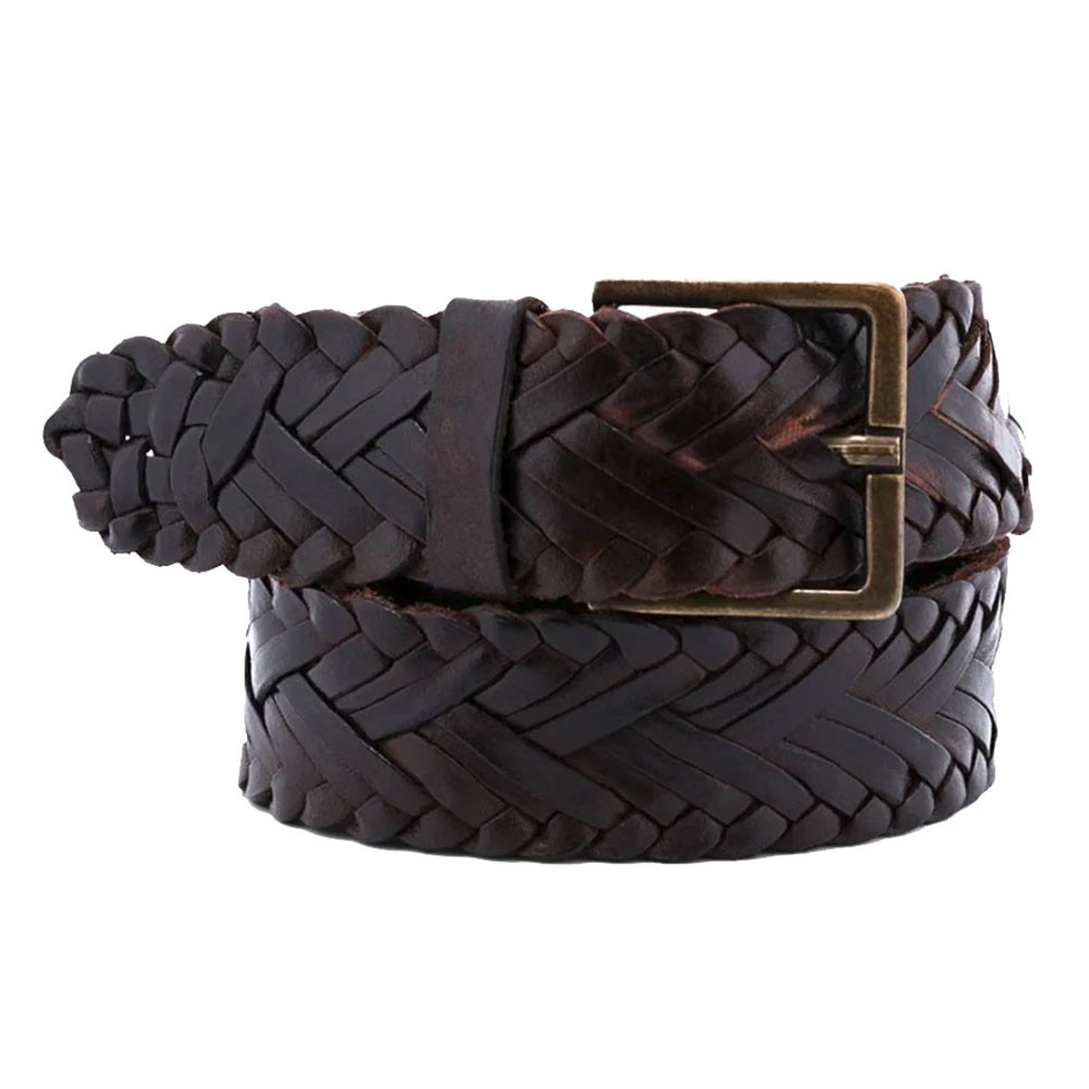 BED|STU Woven Genuine Leather Belt - Teak Rustic