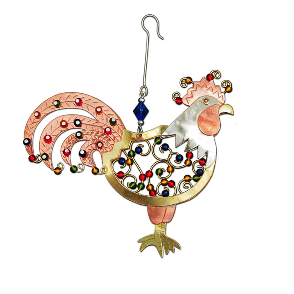 Rise and Shine rooster metal ornament.  