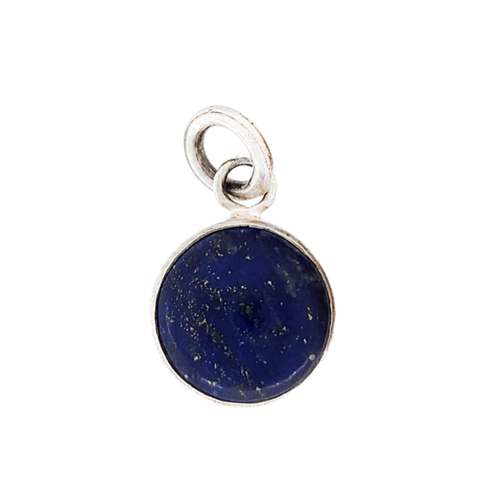 Round blue Lapis silver pendant. 