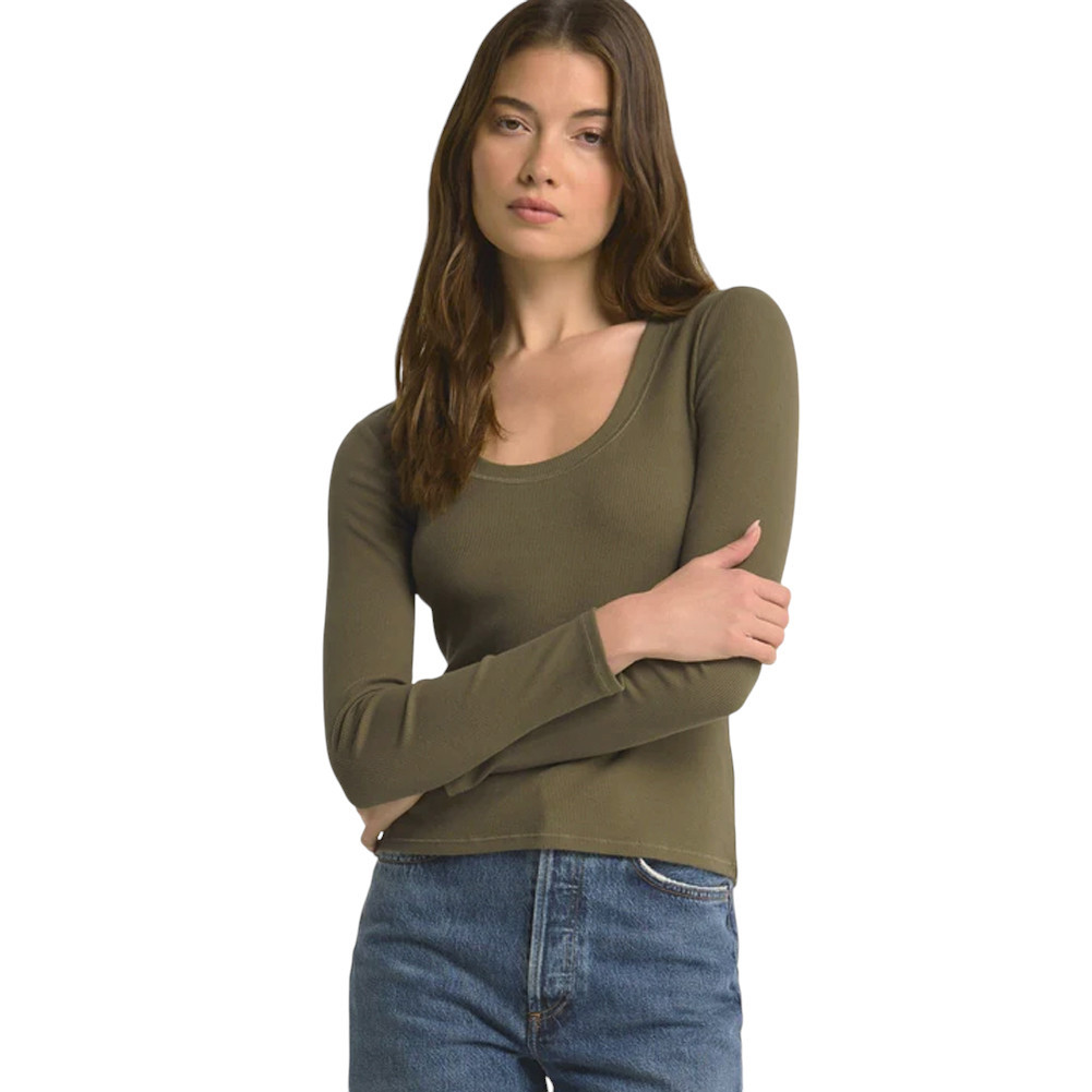 Z Supply Sirena Rib Long Sleeve Tee - Grape Leaf Green