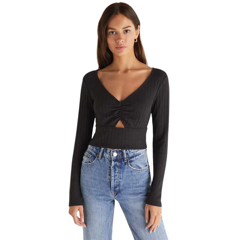 Z Supply Bella Rib Long Sleeve Cropped Top