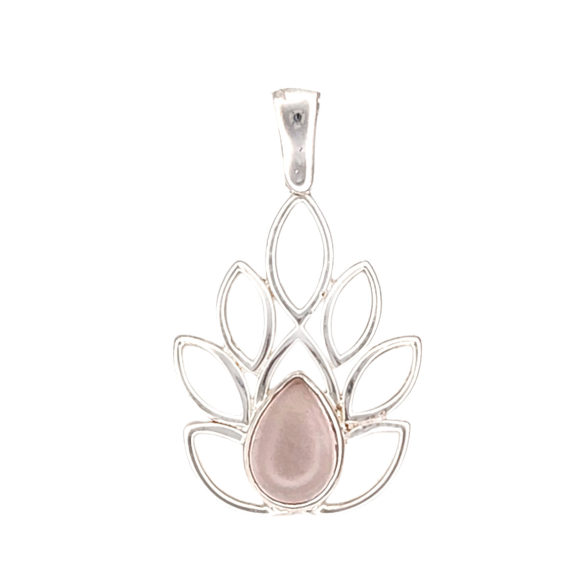 Rose Quartz flower sterling silver pendant. 