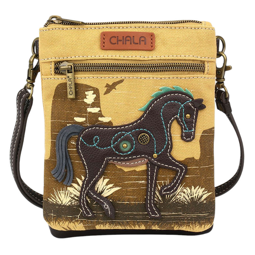Chala Handbags - Safari Double Pocket Xbody - Horse