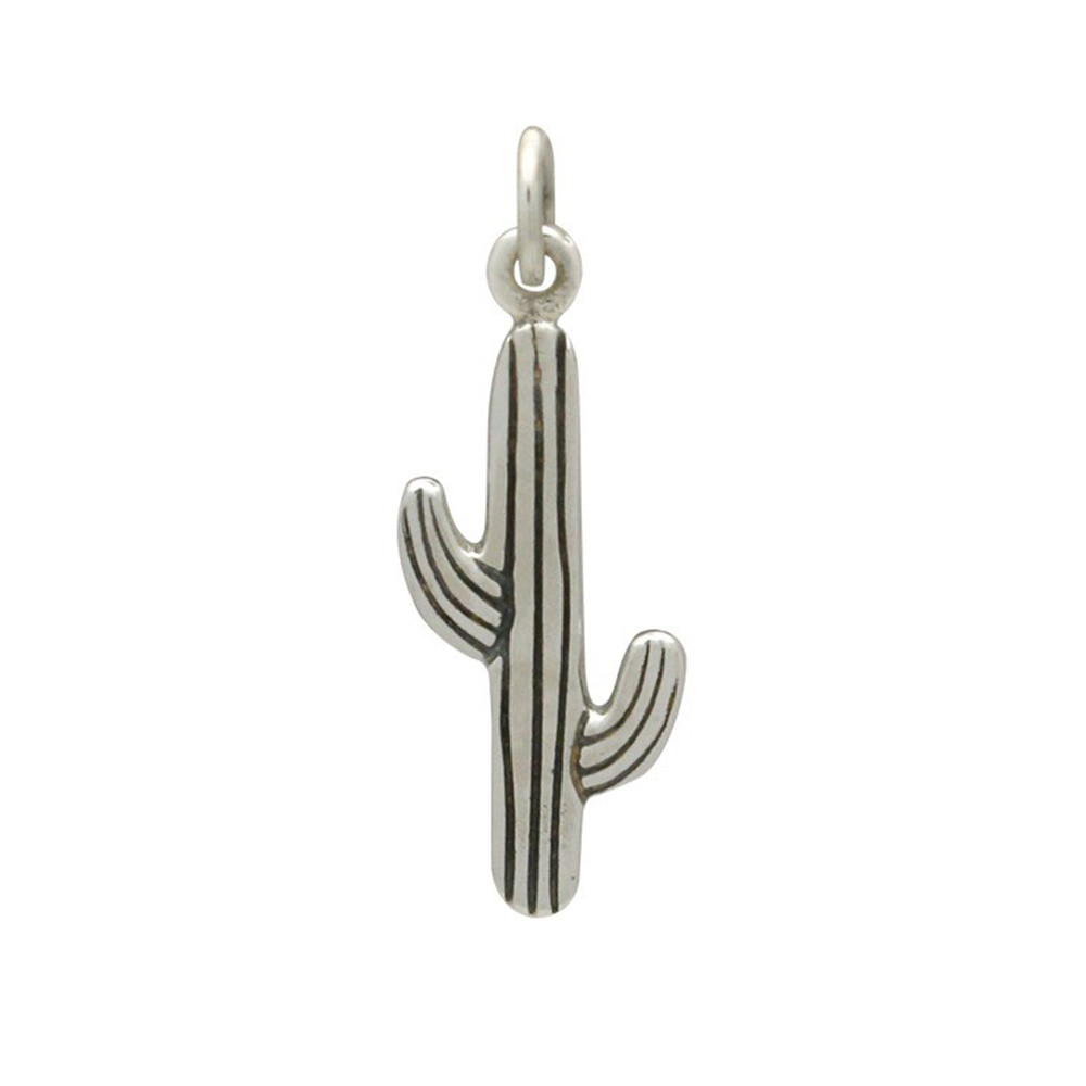 Small cactus sterling silver charm pendant. 