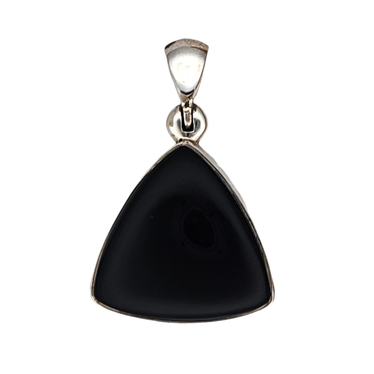 Triangle black Onyx sterling silver pendant. 
