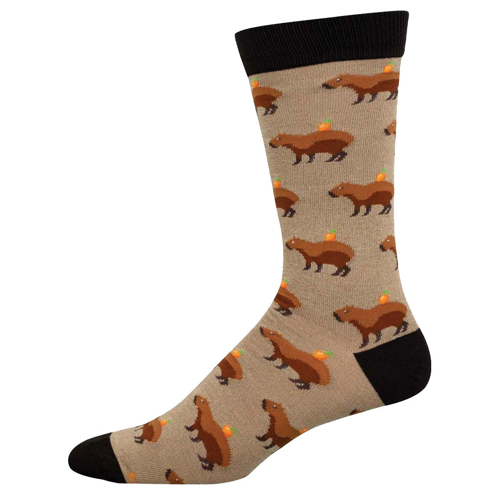 Socksmith Men's Bamboo Blend Crew Socks - Capybara Orange