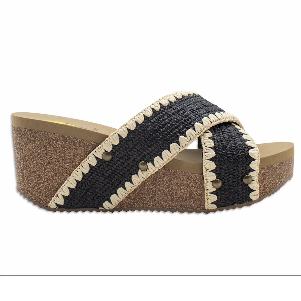 Volatile Footwear - Raffia Cork Wedge Sandal - Antigua 