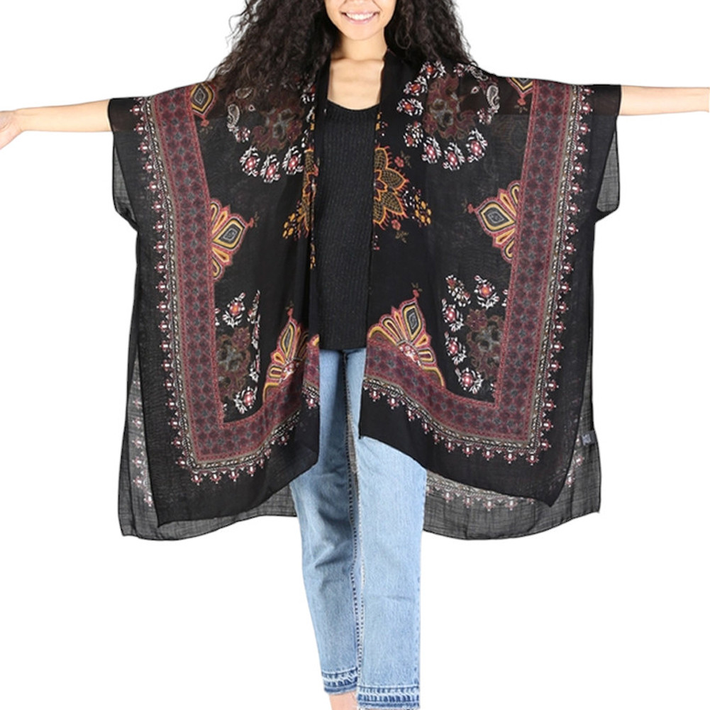Angie Clothing Boho Print Kimono Cover Up 
