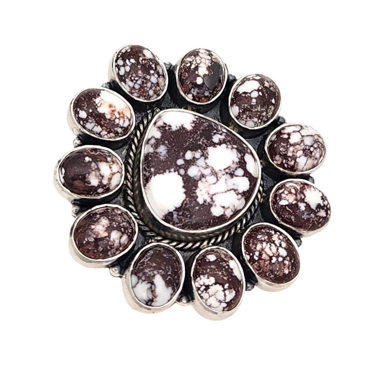 Wild Horse stone statement adjustable sterling silver ring. 