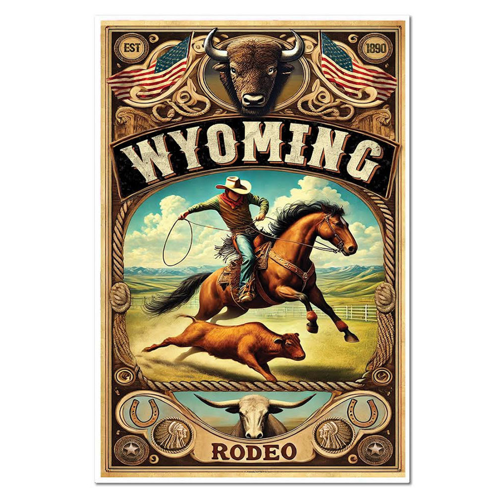 Rodeo Poster Art Print - Western Decor - WYOMING