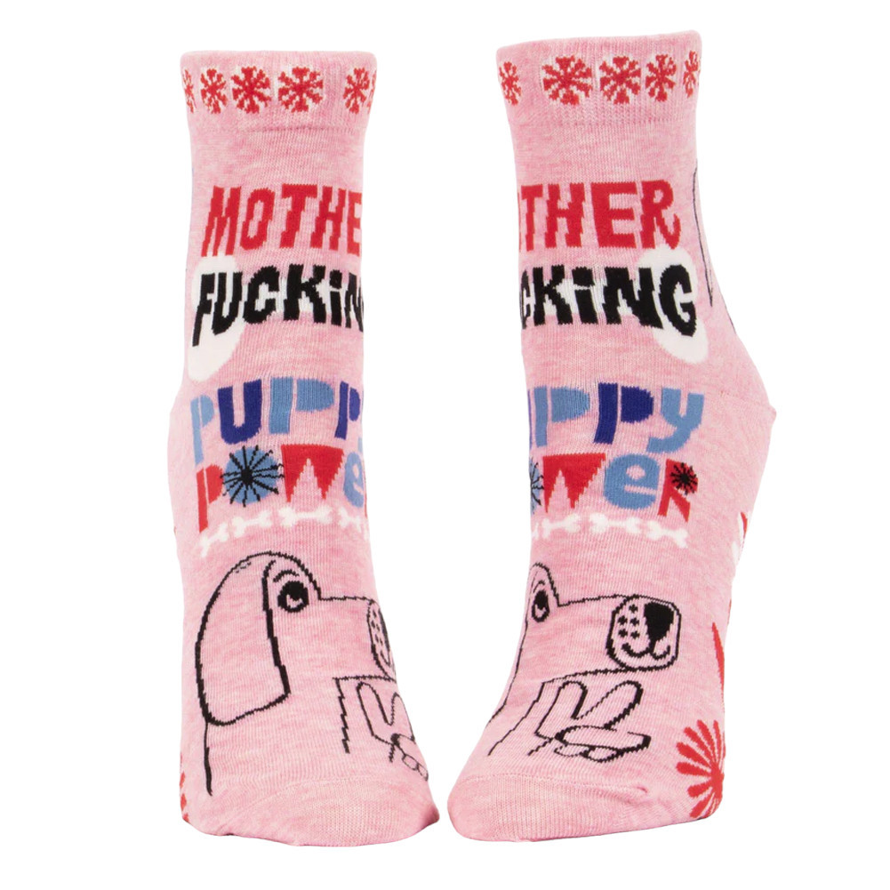 BlueQ Women's Ankle Socks - Puppy Power