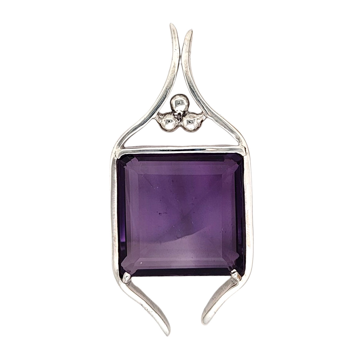 Large Amethyst sterling silver pendant. 