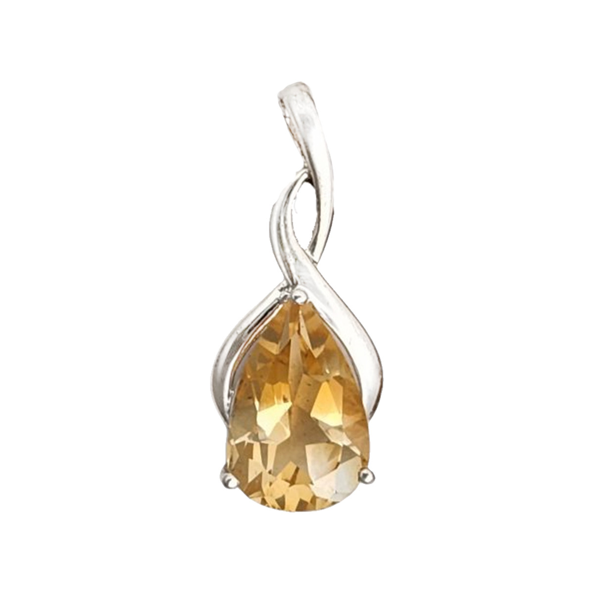 Teardrop-shaped sterling silver Citrine pendant. 