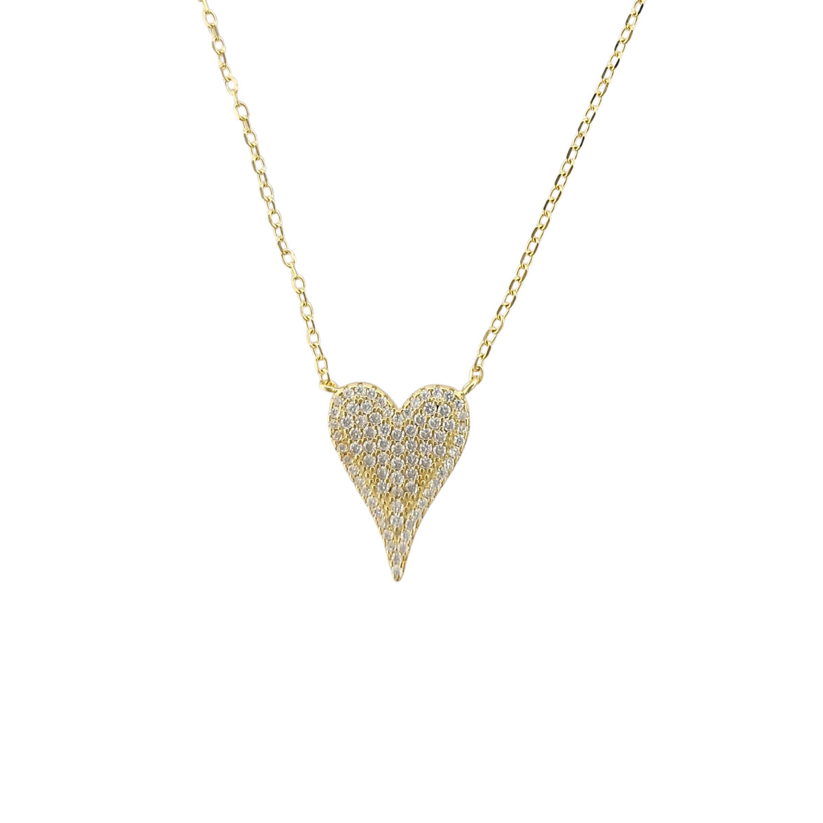 Gold-plated Pave heart adjustable necklace. 