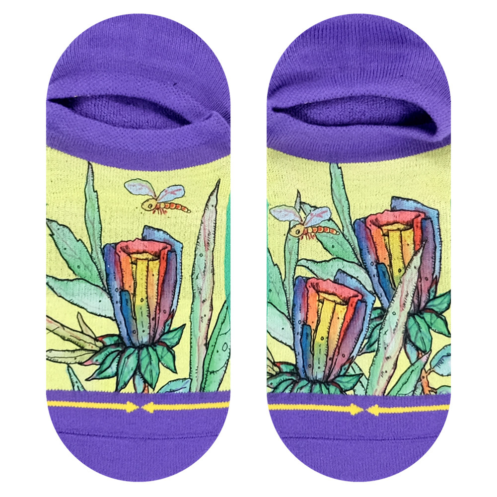 Merge4 - Women's No Show Socks - Rainbow Flower by Bad Otis Link
