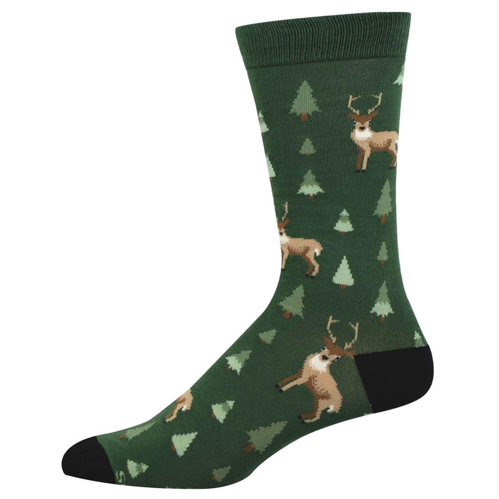 Socksmith Men's Bamboo Blend Crew Socks - Deer In The Trees