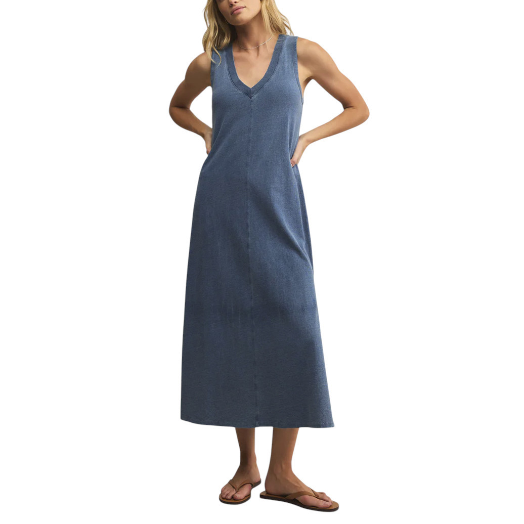 Z Supply Palisades Coastline Jersey Midi Dress - Vintage Indigo 