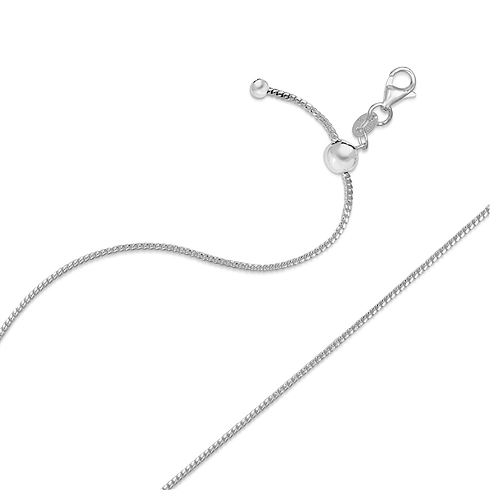 Sterling Silver Rhodium Plated Franco Chain with Adjustable Sliding Bead