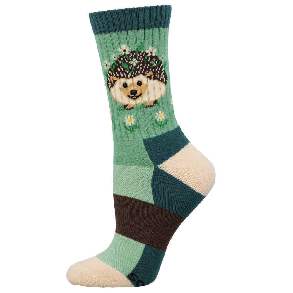Socksmith Compass Merino Wool Crew Socks - Flowery Hedgehog